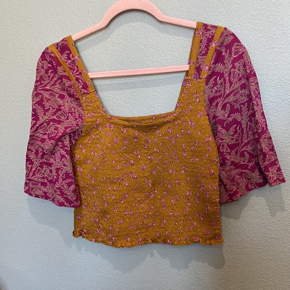 NWT Free People Golden Combo Marigold Crop Top - Picture 4 of 4